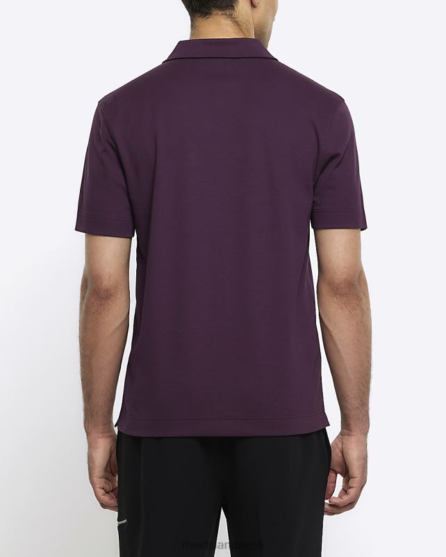 kehakate lilla mehed River Island slim fit avatud kraega polo 44TLL2584