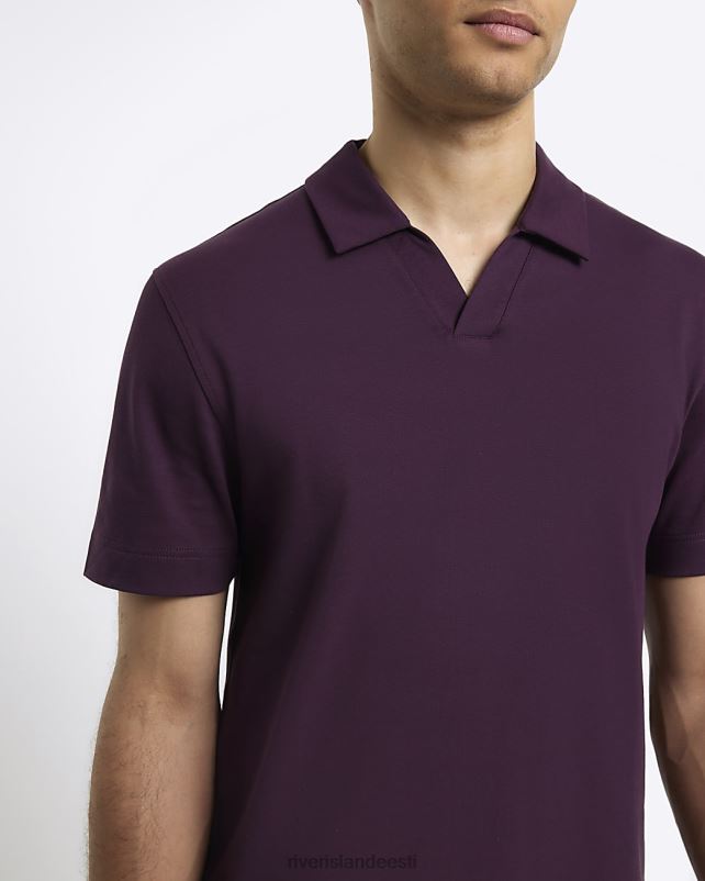 kehakate lilla mehed River Island slim fit avatud kraega polo 44TLL2584