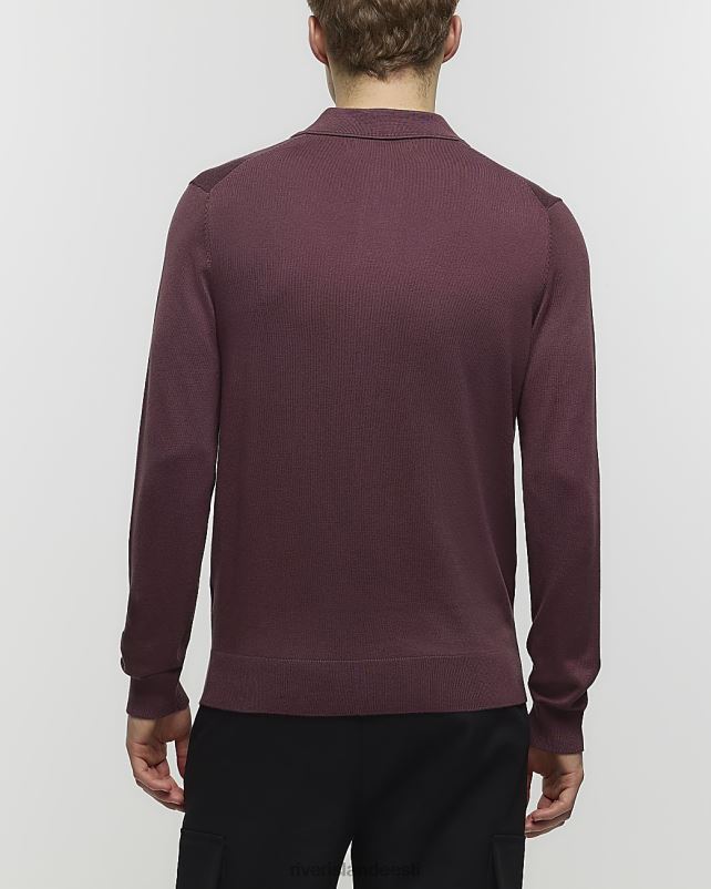 kehakate lilla mehed River Island slim fit pikkade varrukatega polo 44TLL2793