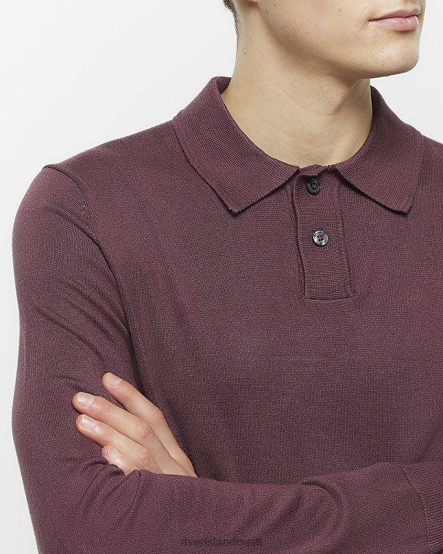 kehakate lilla mehed River Island slim fit pikkade varrukatega polo 44TLL2793