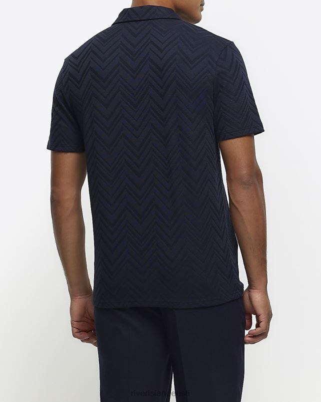 kehakate merevägi mehed River Island slim fit chevron tekstuuriga polosärk 44TLL5544