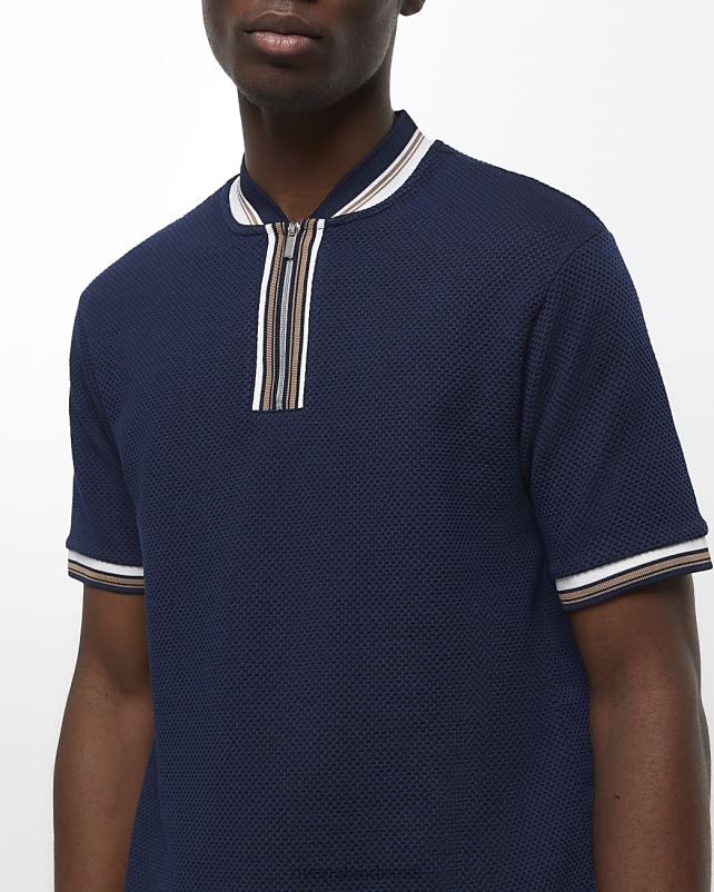 kehakate merevägi mehed River Island slim fit tekstuuriga teibitud polosärk 44TLL5798