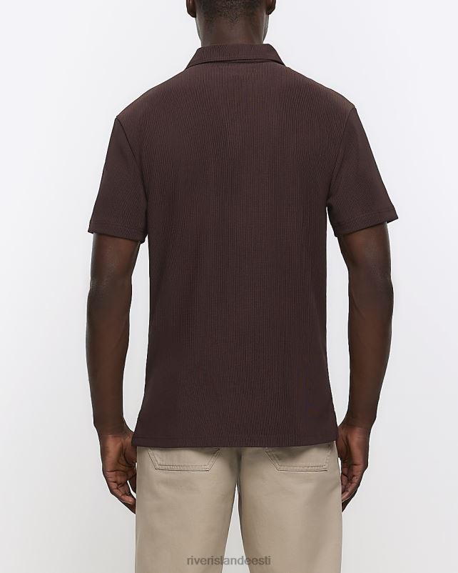 kehakate pruun mehed River Island slim fit Ottomani lühikeste varrukatega polo 44TLL5727