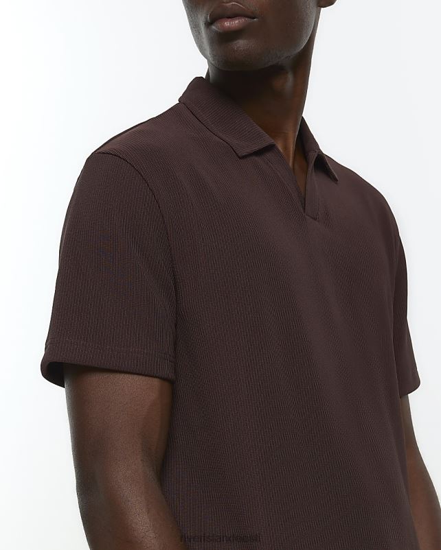 kehakate pruun mehed River Island slim fit Ottomani lühikeste varrukatega polo 44TLL5727