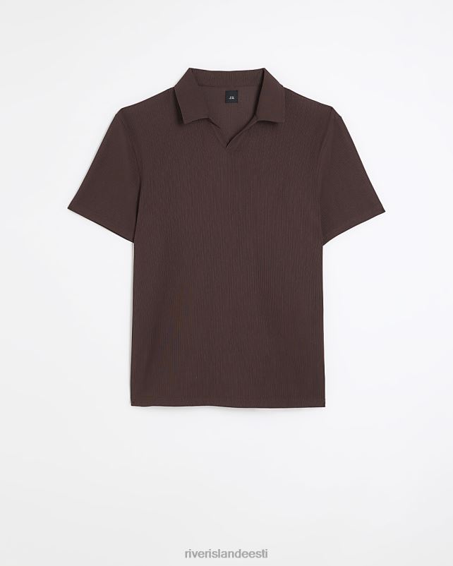 kehakate pruun mehed River Island slim fit Ottomani lühikeste varrukatega polo 44TLL5727