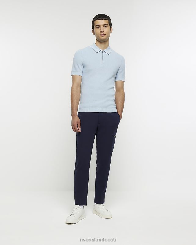 kehakate sinine mehed River Island lihase sobivusega kootud ribiga polosärk 44TLL2454