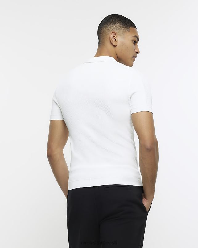 kehakate valge mehed River Island slim fit lukuga detail polo 44TLL5936