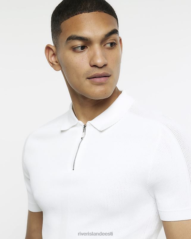 kehakate valge mehed River Island slim fit lukuga detail polo 44TLL5936