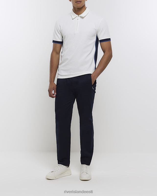 kehakate valge mehed River Island slim fit tekstuuriga teibitud polosärk 44TLL5757