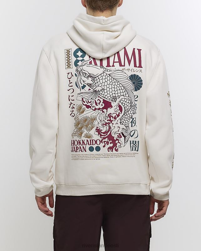 kehakate ekru mehed River Island tavaline jaapani graafiline kapuuts 44TLL5634