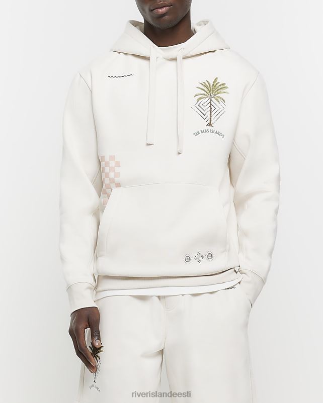 kehakate ekru mehed River Island tavalise istumisega tikitud kapuuts 44TLL5434