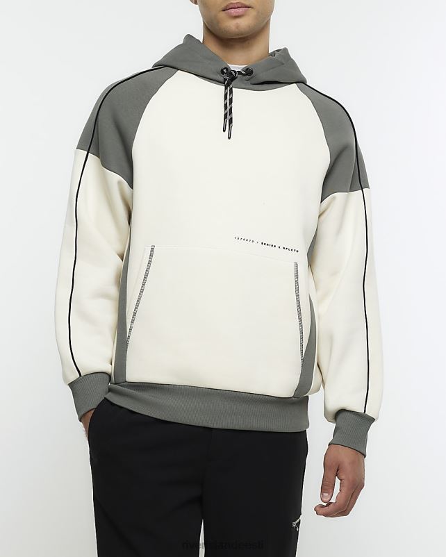 kehakate ekru mehed River Island tavalist värvi plokk-hoodie 44TLL5564