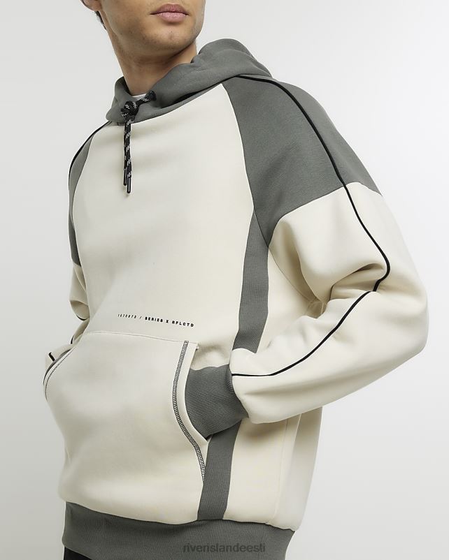 kehakate ekru mehed River Island tavalist värvi plokk-hoodie 44TLL5564