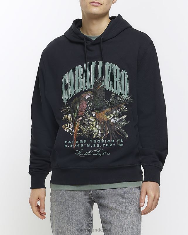 kehakate must mehed River Island Tavalise istumisega graafiline kapuuts 44TLL5491