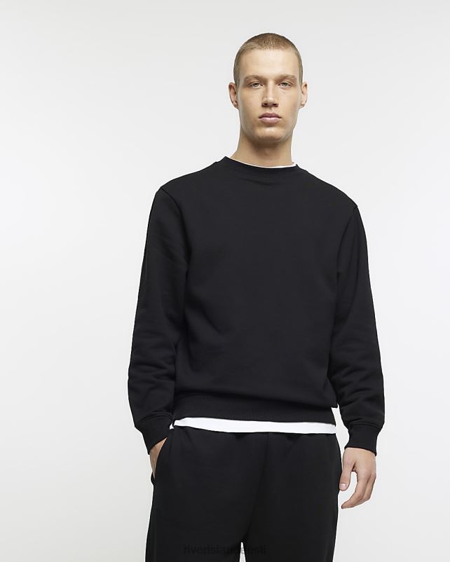 kehakate must mehed River Island tavaline pikkade varrukatega dressipluus 44TLL2923