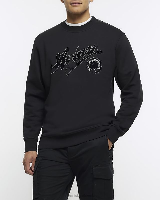 kehakate must mehed River Island tavalise istumisega tikitud dressipluus 44TLL5771