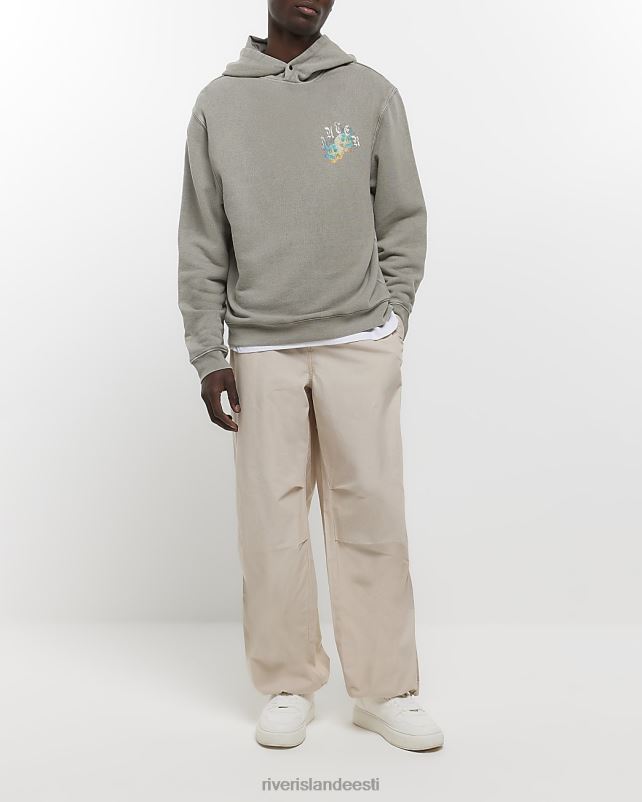 kehakate pestud halliks mehed River Island Tavalise vormiga graafiline pealuu kapuuts 44TLL5787