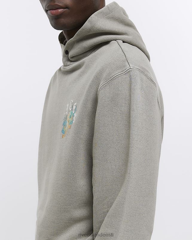 kehakate pestud halliks mehed River Island Tavalise vormiga graafiline pealuu kapuuts 44TLL5787