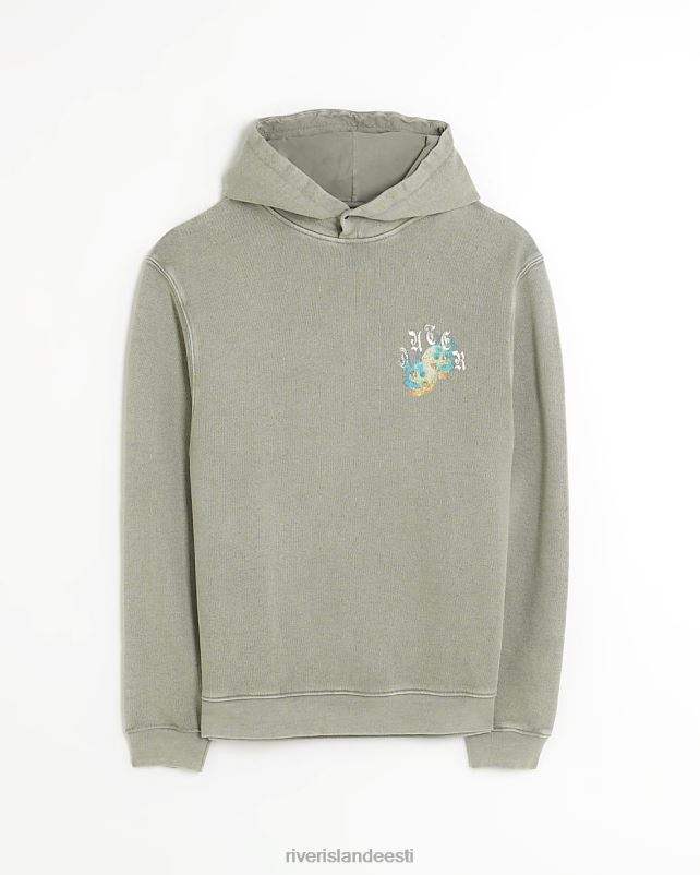 kehakate pestud halliks mehed River Island Tavalise vormiga graafiline pealuu kapuuts 44TLL5787