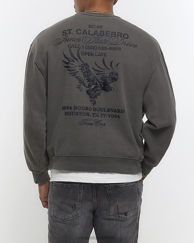 kehakate pestud tumehalliks mehed River Island ülisuure sobivusega dressipluus 44TLL2875