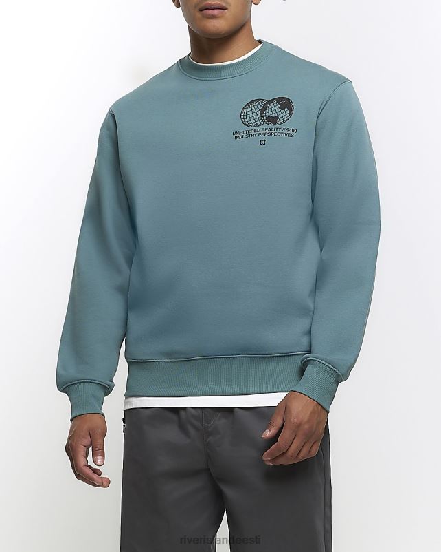 kehakate sinine mehed River Island tavalise sobivusega graafiline dressipluus 44TLL5581