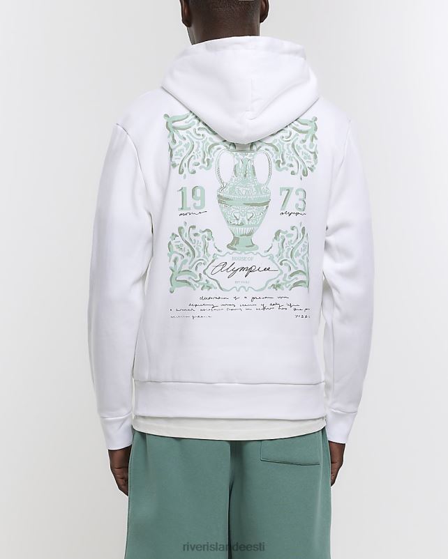 kehakate valge mehed River Island Tavalise istumisega graafiline kapuuts 44TLL2871