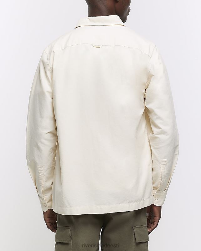 kehakate ekru mehed River Island tavaline pikkade varrukatega oxfordi särk 44TLL2624