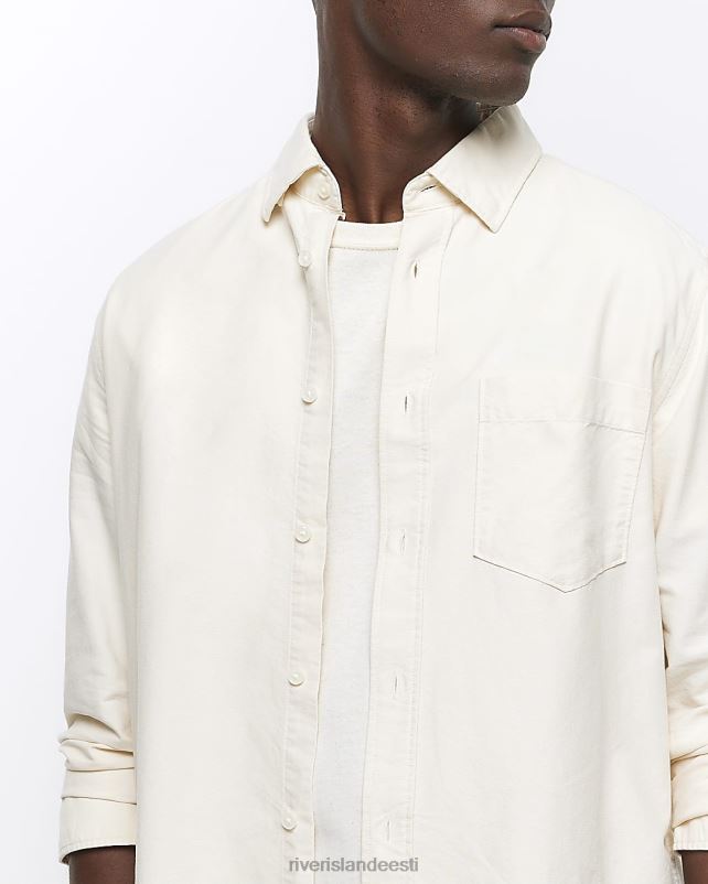kehakate ekru mehed River Island tavaline pikkade varrukatega oxfordi särk 44TLL2624