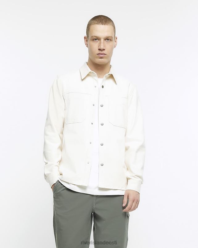 kehakate ekru mehed River Island tavalise sobivusega smart overshirt 44TLL3005