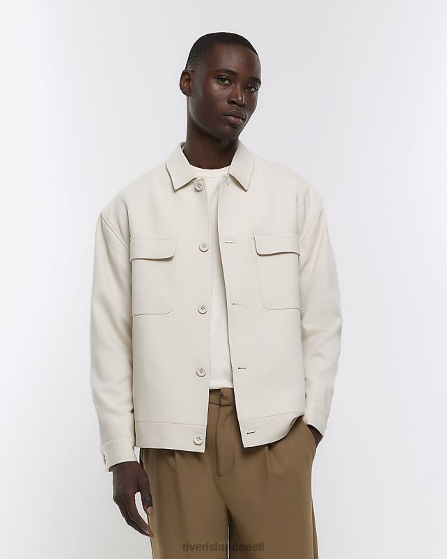 kehakate ekru mehed River Island tavalise sobivusega smart overshirt 44TLL5734