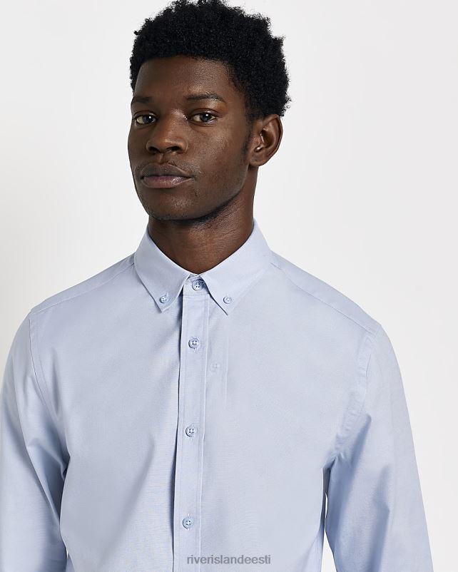kehakate helesinine mehed River Island slim fit stretch oxfordi särk 44TLL3113