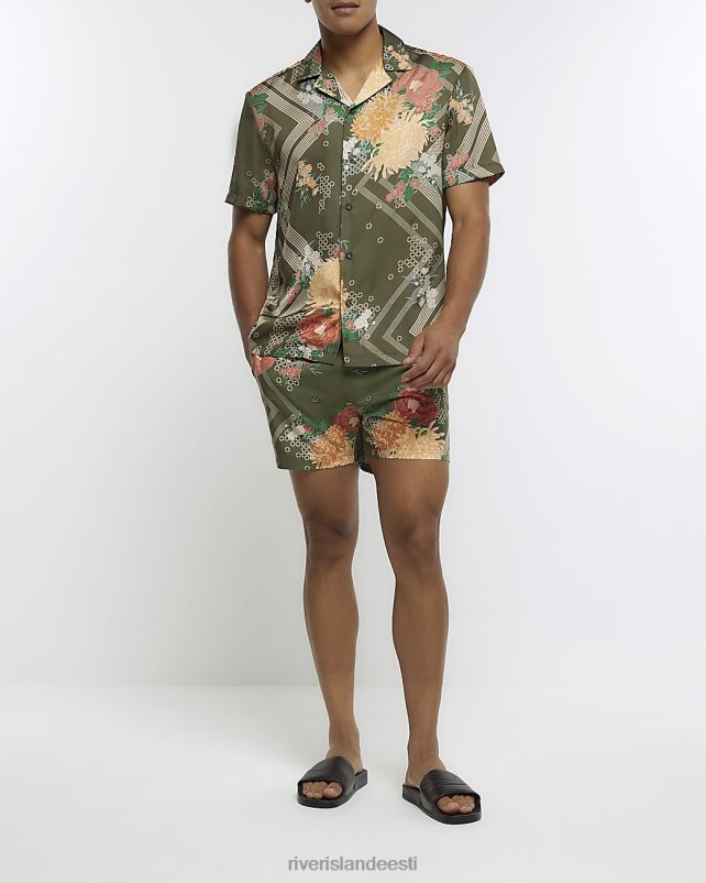 kehakate khaki mehed River Island Lilletrükiga revere särk 44TLL2817