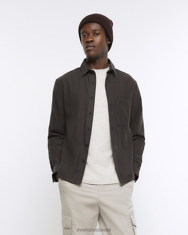 kehakate khaki mehed River Island tavalise istumisega pikkade varrukatega särk 44TLL2892