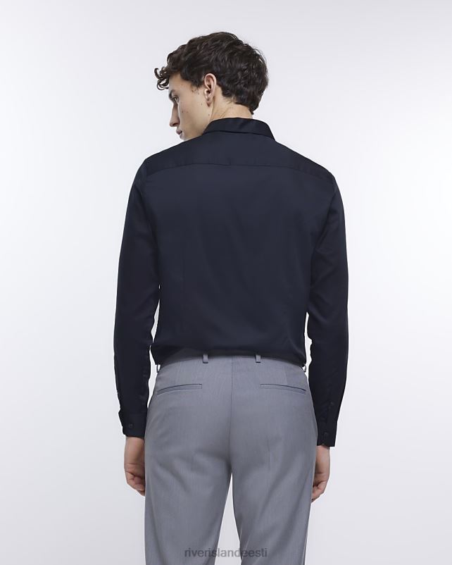 kehakate must mehed River Island slim fit satiinist pikkade varrukatega särk 44TLL5429