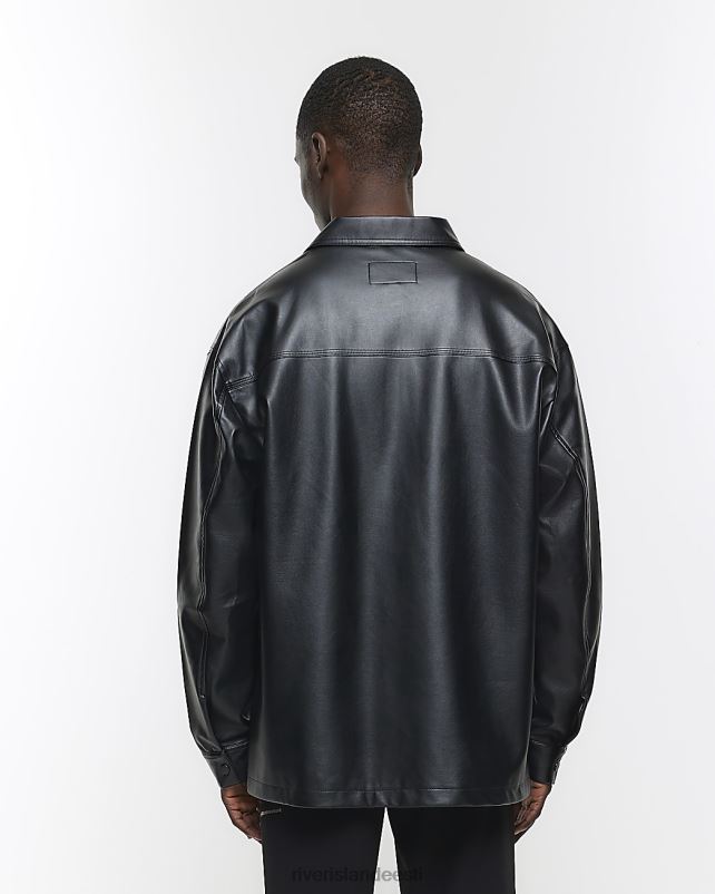 kehakate must mehed River Island tavalise istumisega kunstnahast särk 44TLL5517