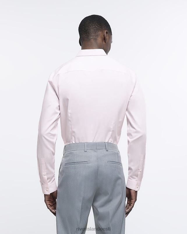 kehakate roosa mehed River Island slim fit pikkade varrukatega särk 44TLL2547