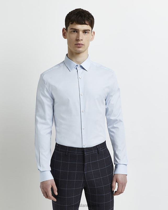 kehakate sinine mehed River Island slim fit lihtne triiksärk 44TLL3055