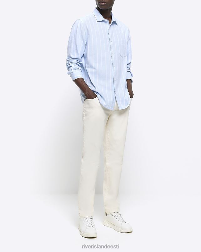 kehakate sinine mehed River Island tavalise istumisega triibuline linasegu särk 44TLL2751