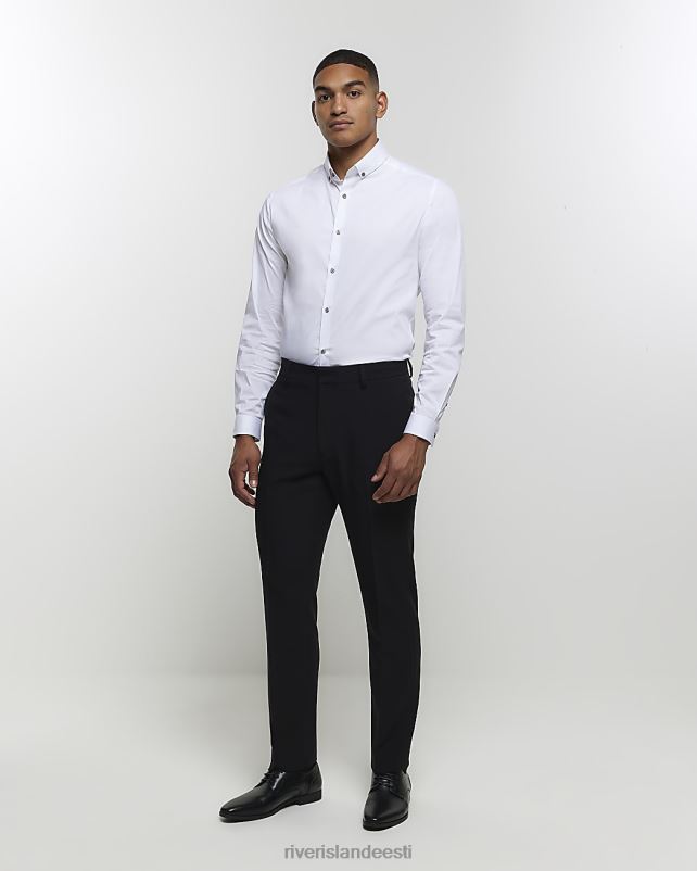 kehakate valge mehed River Island lihaseline pikkade varrukatega särk 44TLL2416