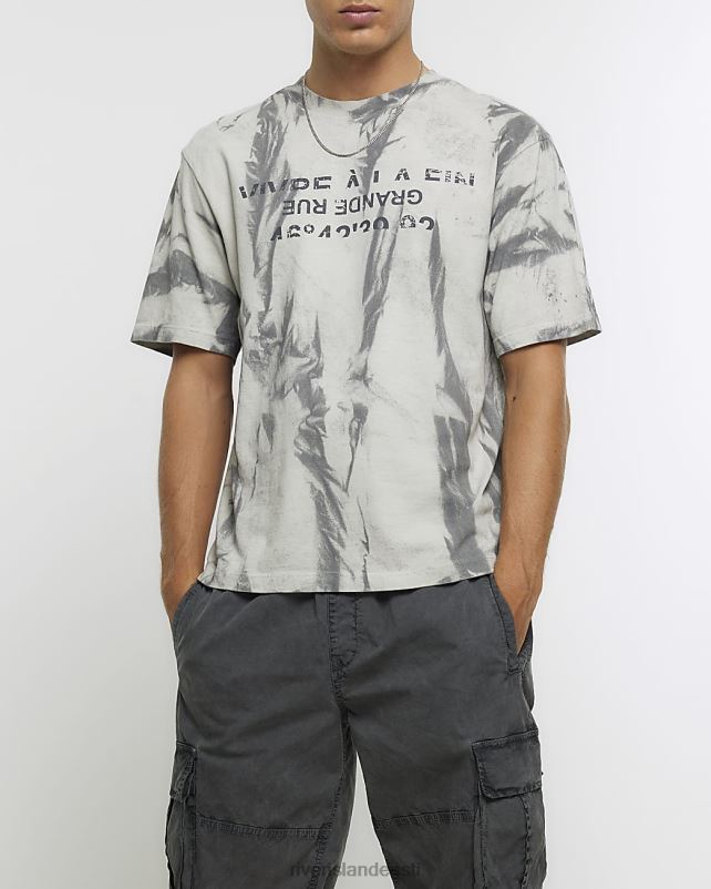 kehakate hall mehed River Island ülisuure istuvusega graafilise tekstuuriga T-särk 44TLL5450