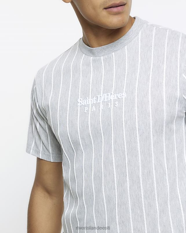 kehakate hall mehed River Island slim fit triibuline tikitud T-särk 44TLL5687