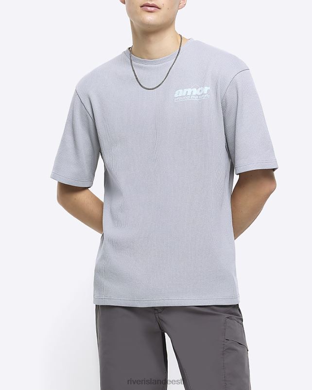 kehakate hall mehed River Island tavalise seljaga graafilise prindiga T-särk 44TLL5565