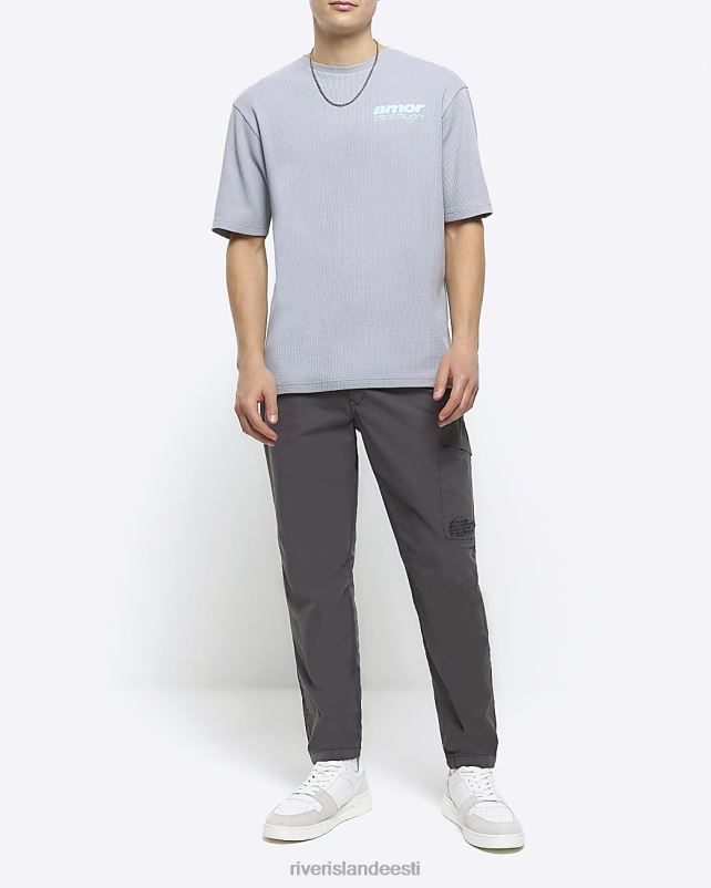 kehakate hall mehed River Island tavalise seljaga graafilise prindiga T-särk 44TLL5565