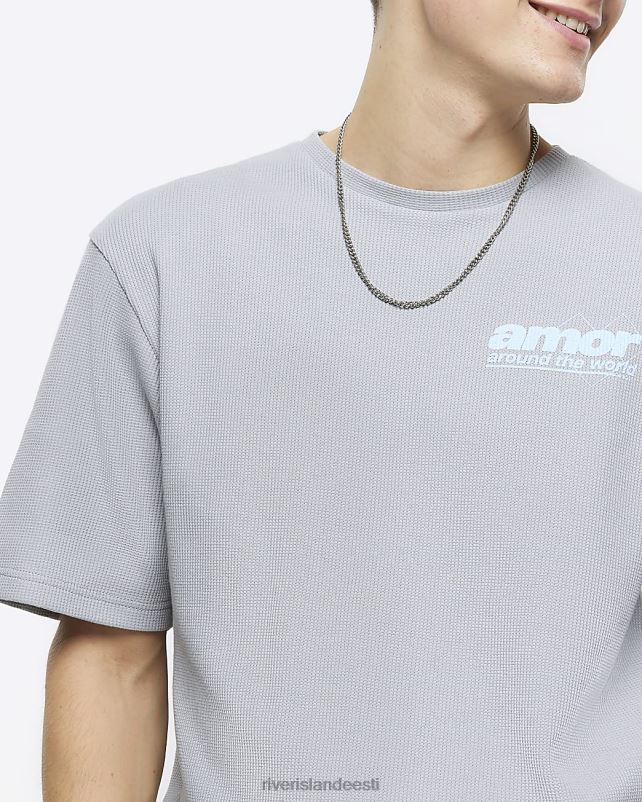 kehakate hall mehed River Island tavalise seljaga graafilise prindiga T-särk 44TLL5565