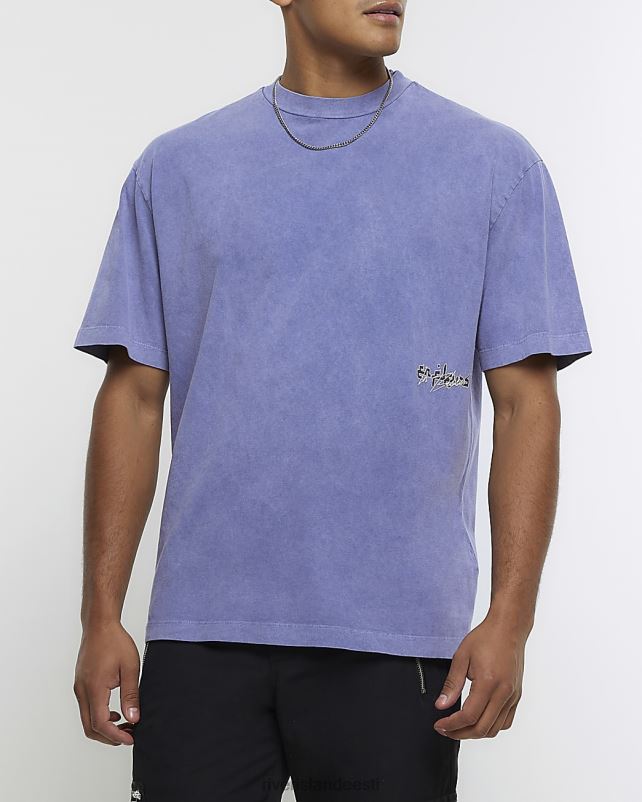 kehakate lilla mehed River Island ülisuure suurusega graafiline lilleline T-särk 44TLL5460