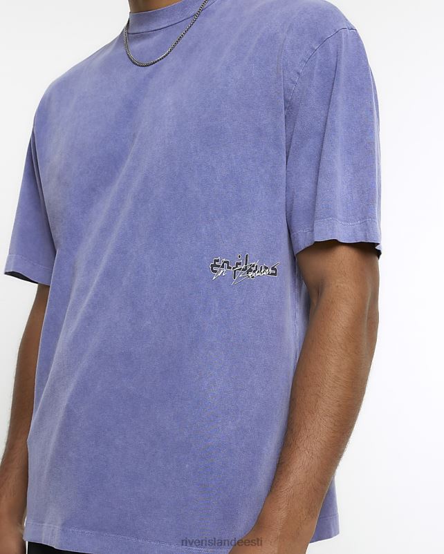 kehakate lilla mehed River Island ülisuure suurusega graafiline lilleline T-särk 44TLL5460