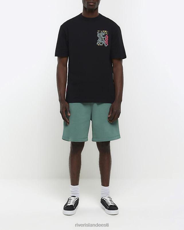 kehakate must mehed River Island Tavalise istmega jaapani graafiline T-särk 44TLL5690