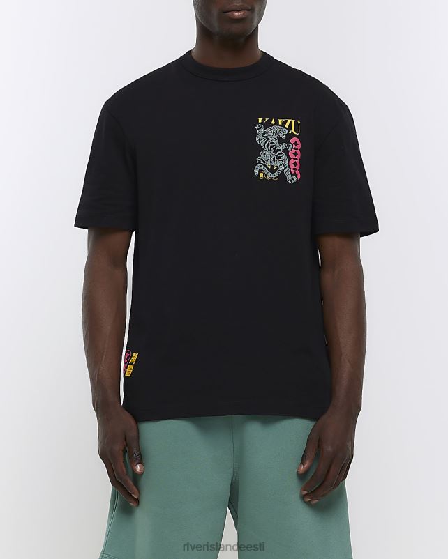 kehakate must mehed River Island Tavalise istmega jaapani graafiline T-särk 44TLL5690