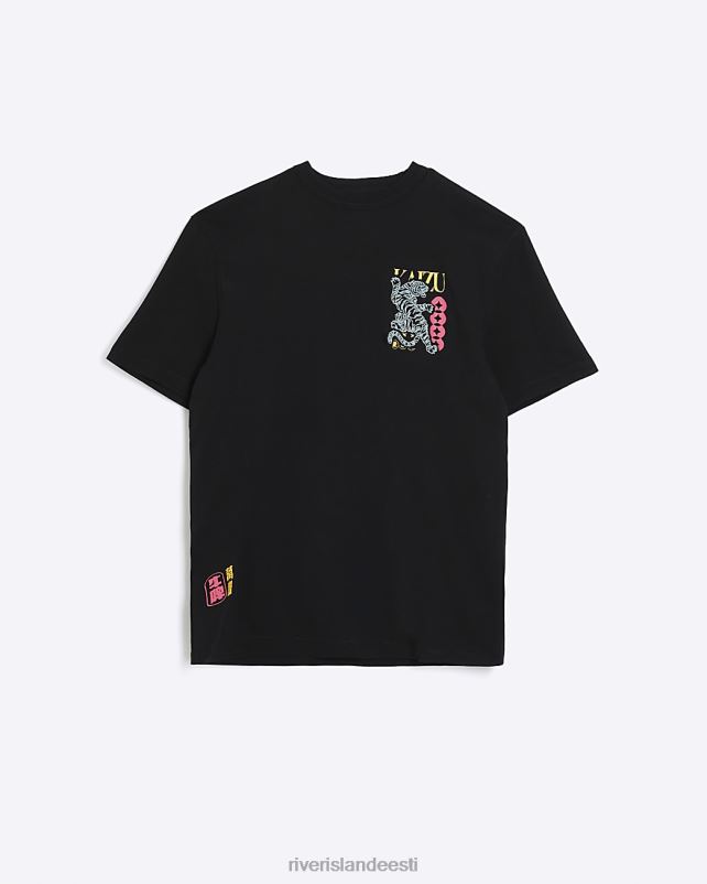 kehakate must mehed River Island Tavalise istmega jaapani graafiline T-särk 44TLL5690