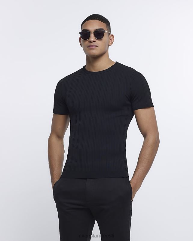 kehakate must mehed River Island lihaseline kootud t-särk 44TLL2841